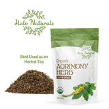 Halo Naturals Organic Agrimony Herb Cut & Sifted, 4 Ounces (Agrimonia eupatoria) USDA Certified | Resealable Pouch| Packaged in The USA