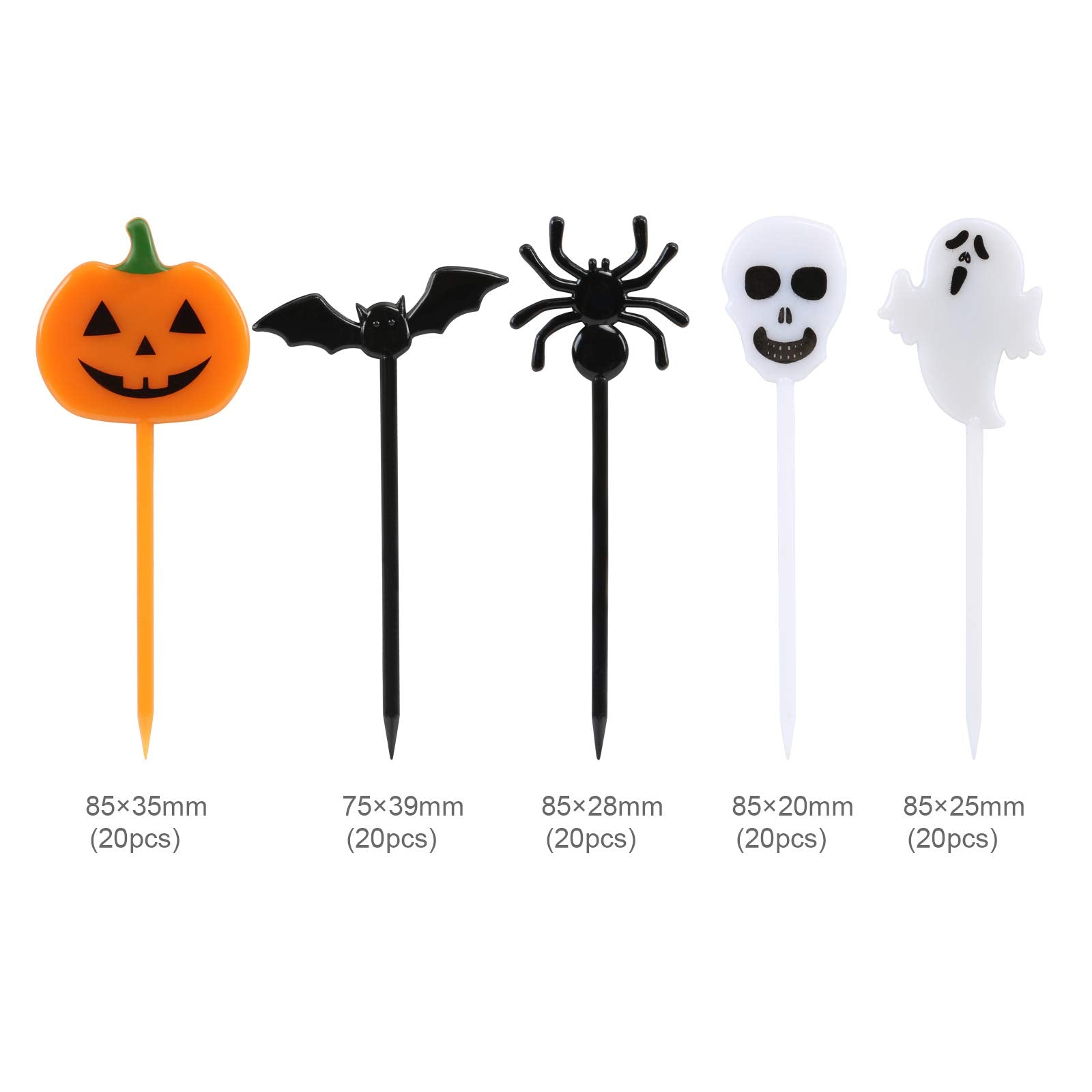 100 PCS Halloween Picks Plastic Halloween Party Cupcake Toppers Appetizer Picks
