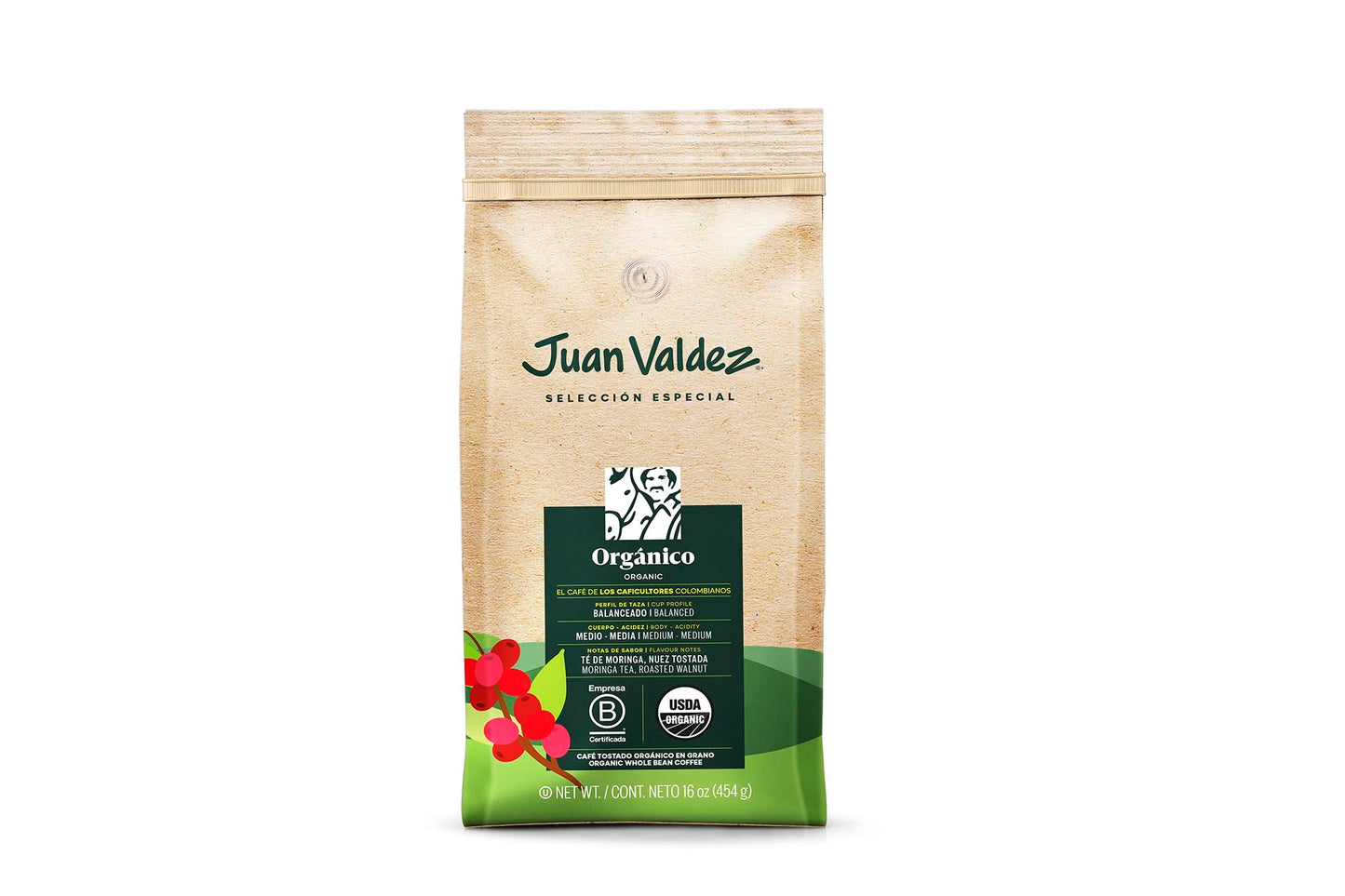 Juan Valdez Organic Whole Bean Coffee - Balanced Roast | 100% Colombian Arabica Beans | 100% Colombian Coffee - Balanced Profile with Moringa & Nutty