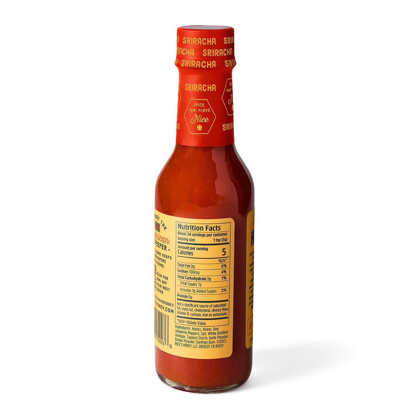 Local Hive Sriracha Honey Hot Sauce - 6oz, Sweet & Spicy, Natural Raw Honey with Sriracha Pepper Sauce for Dipping, Tacos, BBQ, Grilling, and Cooking