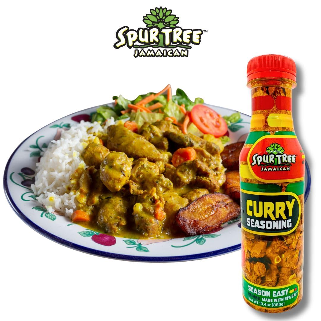 Spur Tree Jamaican Curry Seasoning 13.4 Oz - Experience Authentic Jamaican Taste - All-Natural And Fresh Ingredients - Curry Seasoning Jamaican (13.4