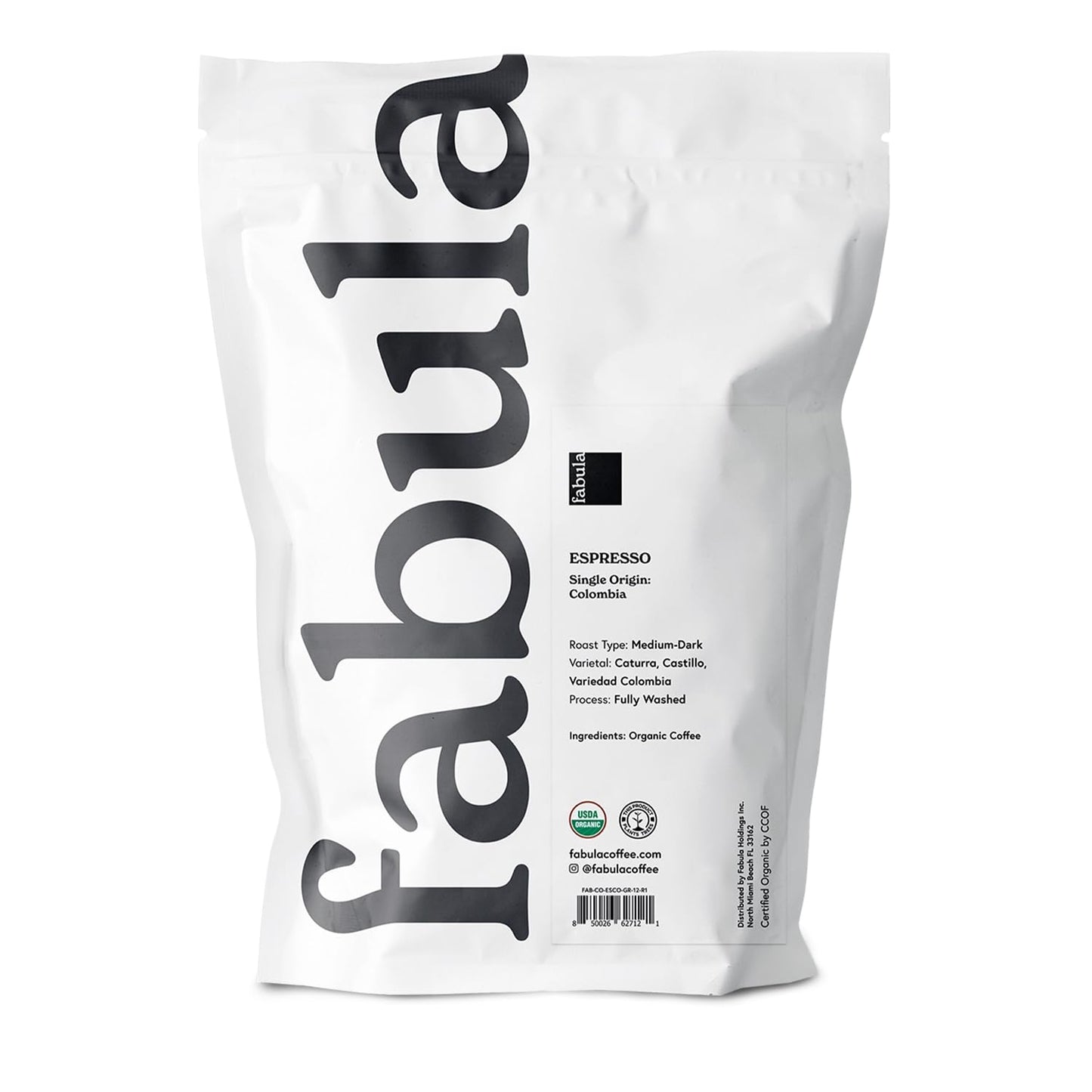 Fabula Low Acid Coffee Beans Whole, Organic Espresso Coffee - Non-GMO - No Molds - Mycotoxins Pesticides Free - Single Origin Coffee - 12 Oz