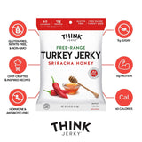 Think Jerky Beef and Turkey Jerky Variety Pack, Classic, Sweet Chipotle, Sriracha Honey, Sesame Teriyaki, Healthy Meat Snack, Low Calorie Low Fat