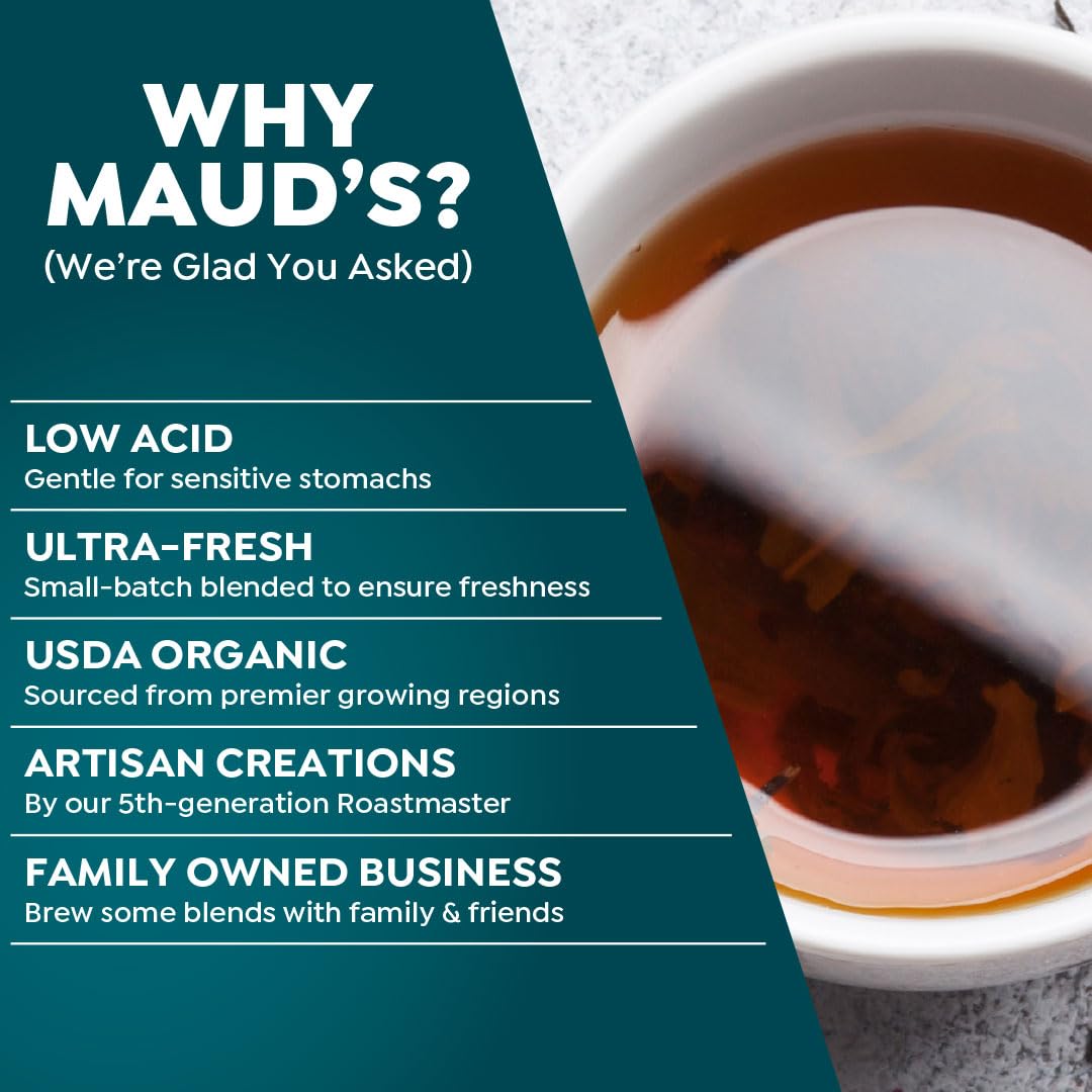 Maud's 9 Blend Organic Tea Pods Variety Pack, 48 ct, 9 Assorted Flavors, Single Serve Pods -100% Gourmet Blended Tea Leaves, Compatible with Keurig K