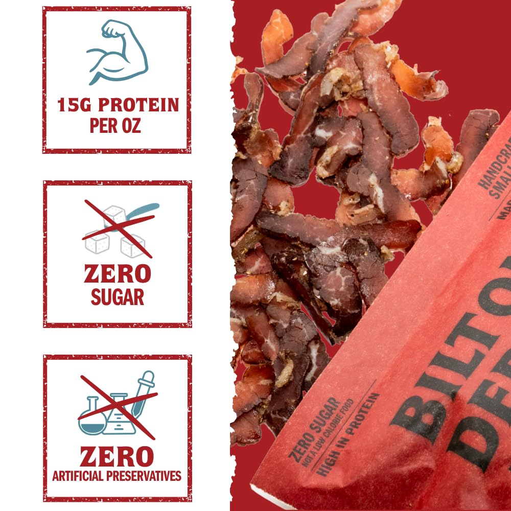 Biltong Depot Original Beef Biltong Slices with Fat - 1lb (16oz) | Air-Dried Beef Jerky Snack | High Protein | Zero Sugar | Keto & Paleo Friendly |