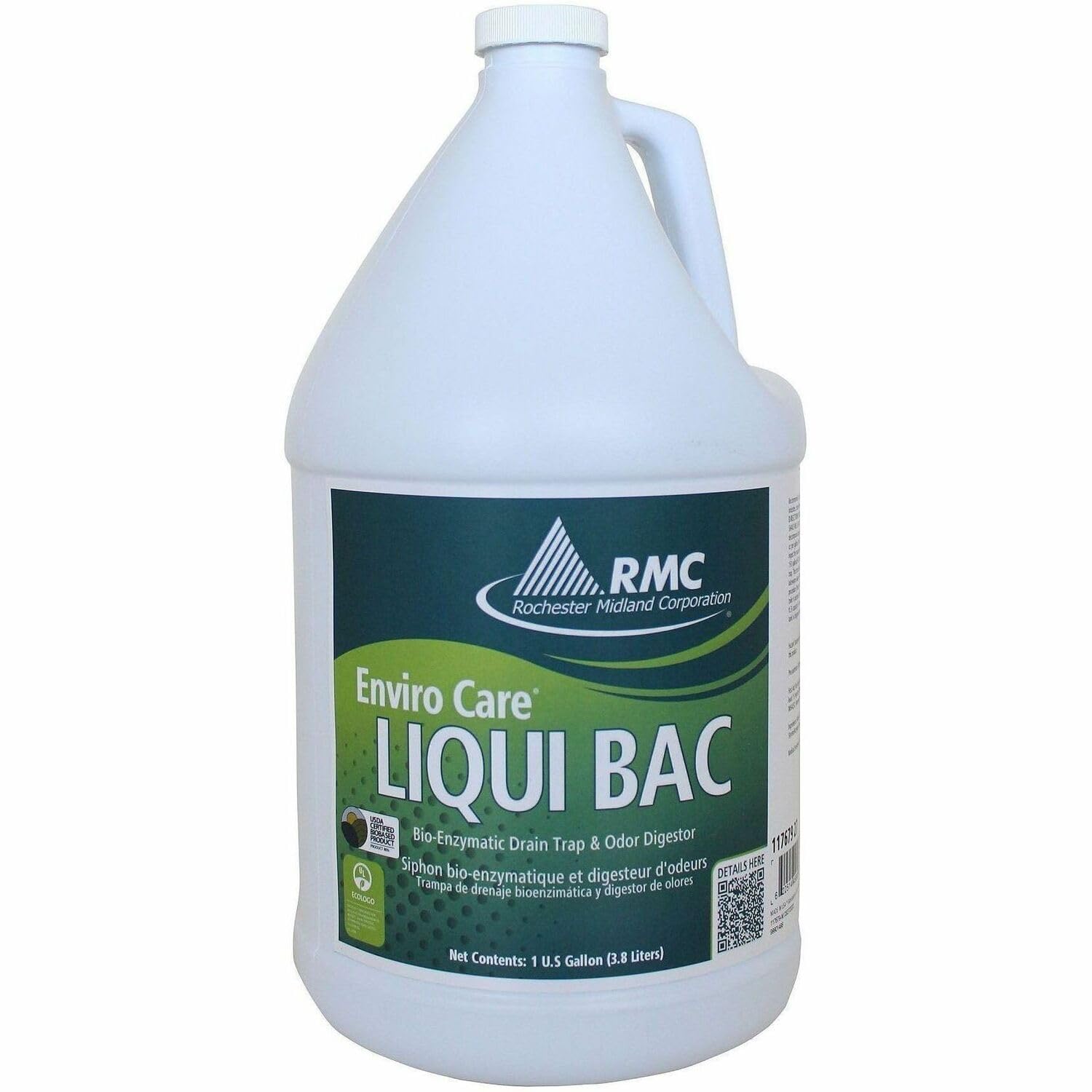 RMC Enviro Care Liqui Bac Cleaner, Bio-Enzyme Drain Trap & Odor Digestor, 1 gallon, Pack of 4