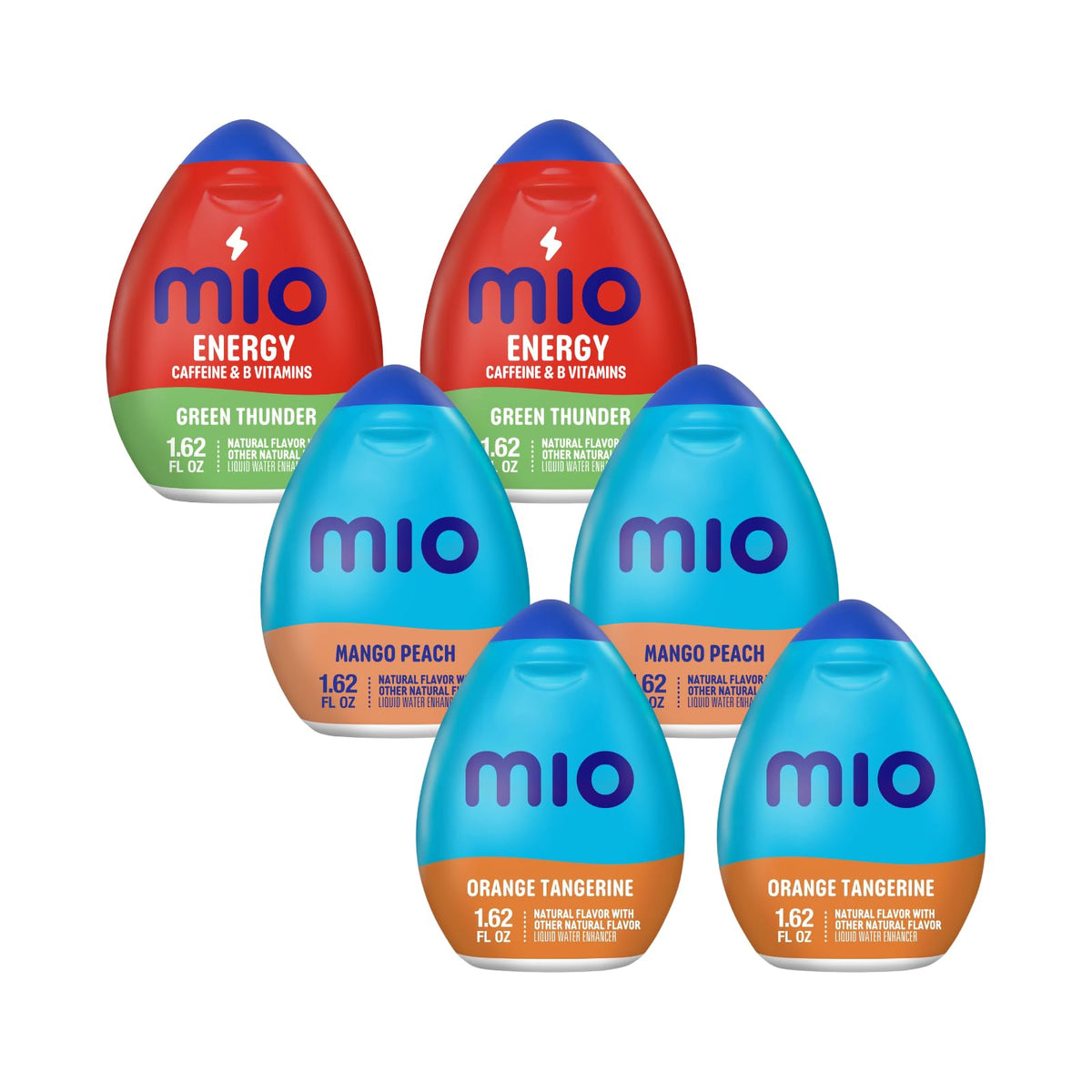 MiO Water Enhancer Trio for Sugar Free Hydration, Energy Support and Drink Mixing with Caffeine and B Vitamins, Green Thunder, Orange Tangerine