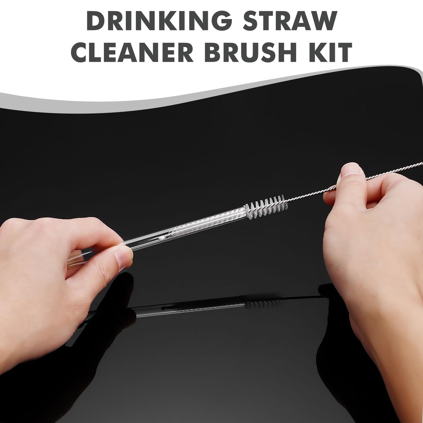 Straw Cleaner Brush, Reusable Metal Handles Straw Cleaning Brush Extra Long for Mug 40, 30, 20 oz, 10mm 15mm Wide for Sippy Cup, Water Bottle
