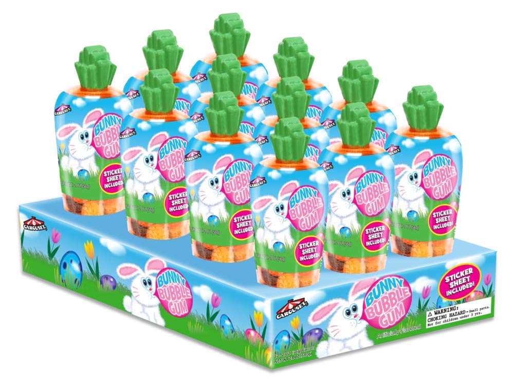 Ford Gum Bunny Bubble Gum, 2 Ounce Carrot Bag - 12 Count Display Box