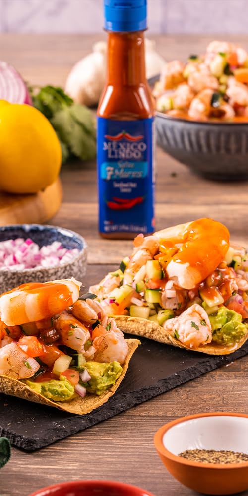 Mexico Lindo 7 Mares Hot Sauce, Hot Sauce for Seafood, 5 Fl Oz (Pack of 12)