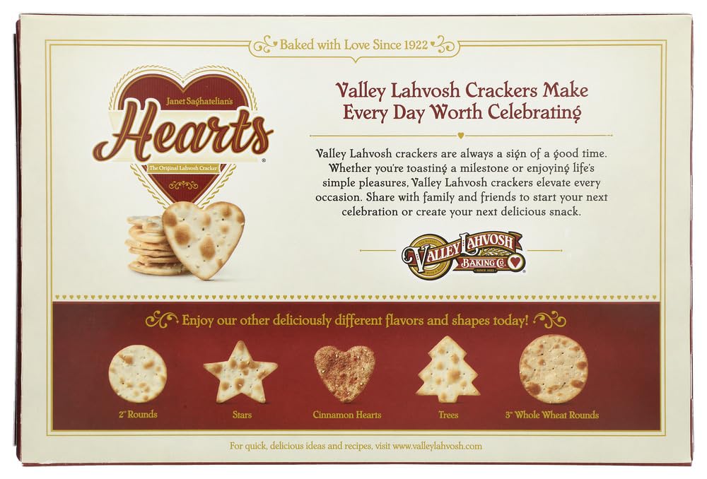 Valley Lahvosh Hearts Crackerbread, Original, 4.5-Ounce Boxes (Pack of 12) by Vally Lavosh