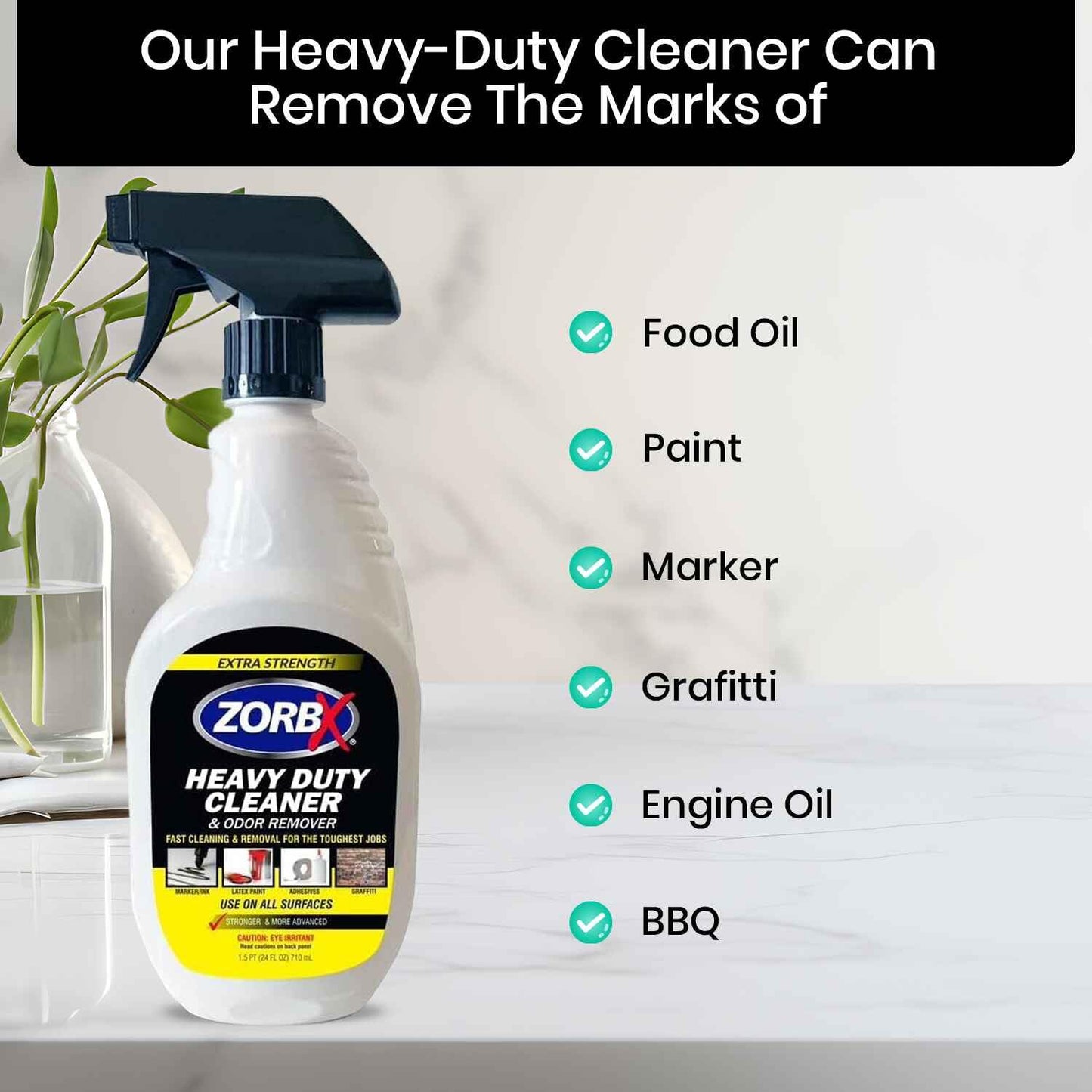 ZorbX Extra Strength Heavy Duty Cleaner and Odor Remover - Graffiti Remover - Black marker Remover - Paint and Adhesive Remover - (24 FL Oz)