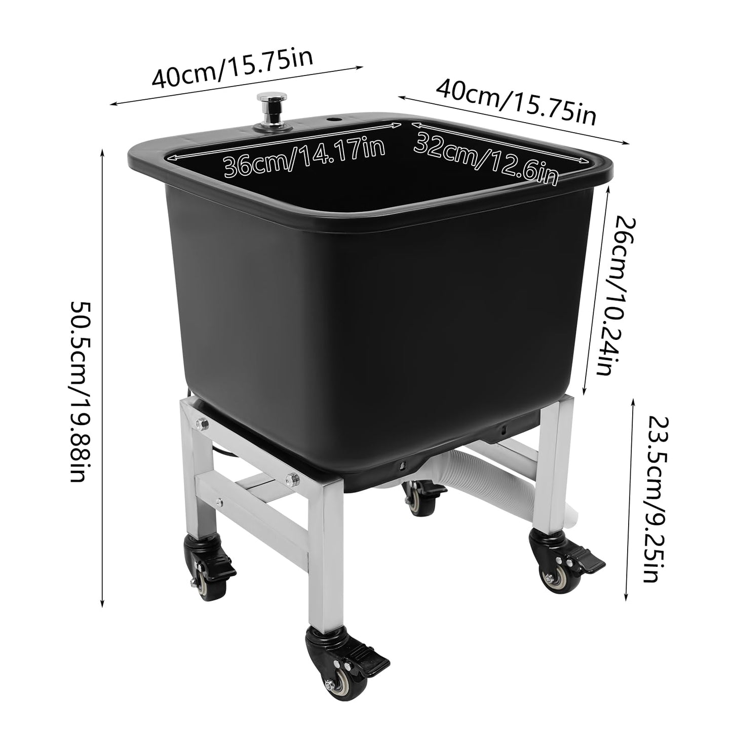 Commercial Mop Sink with Wheels, Freestanding Mops Basket Plastic Mop Bains with Drain Botton, Portable Mop Buckets for Home Bathroom Kitchen