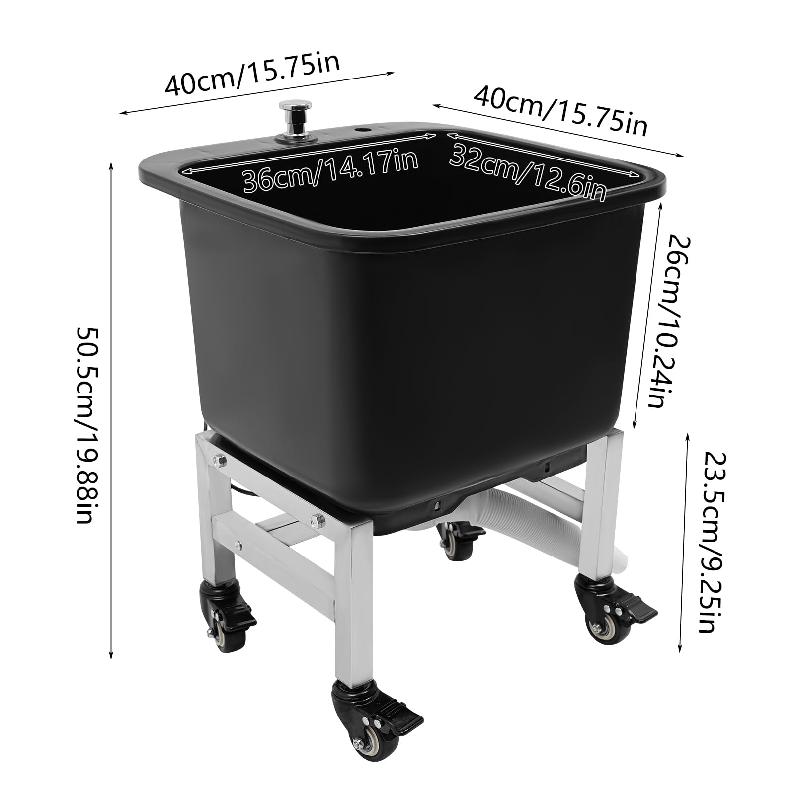 Commercial Mop Sink with Wheels, Freestanding Mops Basket Plastic Mop Bains with Drain Botton, Portable Mop Buckets for Home Bathroom Kitchen