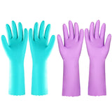 Elgood Reusable Dishwashing Cleaning Gloves with Latex free, Cotton lining,Kitchen Gloves 2 Pairs,Purple+blue Medium