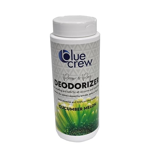 Blue Crew Powdered Carpet Room and Rug Deodorizer Cucumber Melon Scent 14 oz. Safe for all vacuums and carpeting. Safe for Pets. Biodegradable