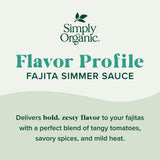 Simply Organic Classic Fajita Simmer Sauce, 8 Ounce Pouch, Great for Beef or Chicken Tacos, Smoky Chili Heat (Pack of 6)