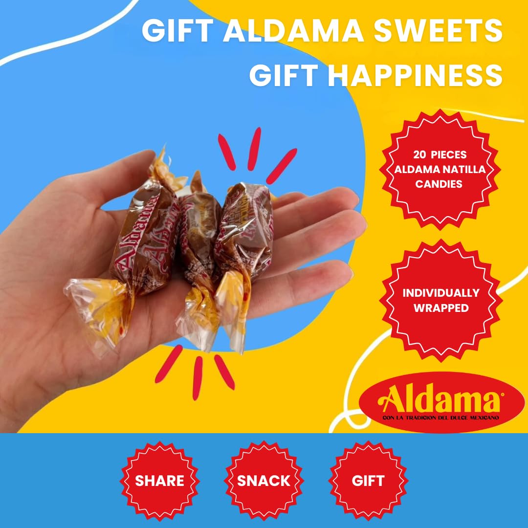 ALDAMA Natillas Chewy Caramel Milk Candy - Individually Wrapped, 14.1 oz (1-Pack, 20 Piece Per Pack)