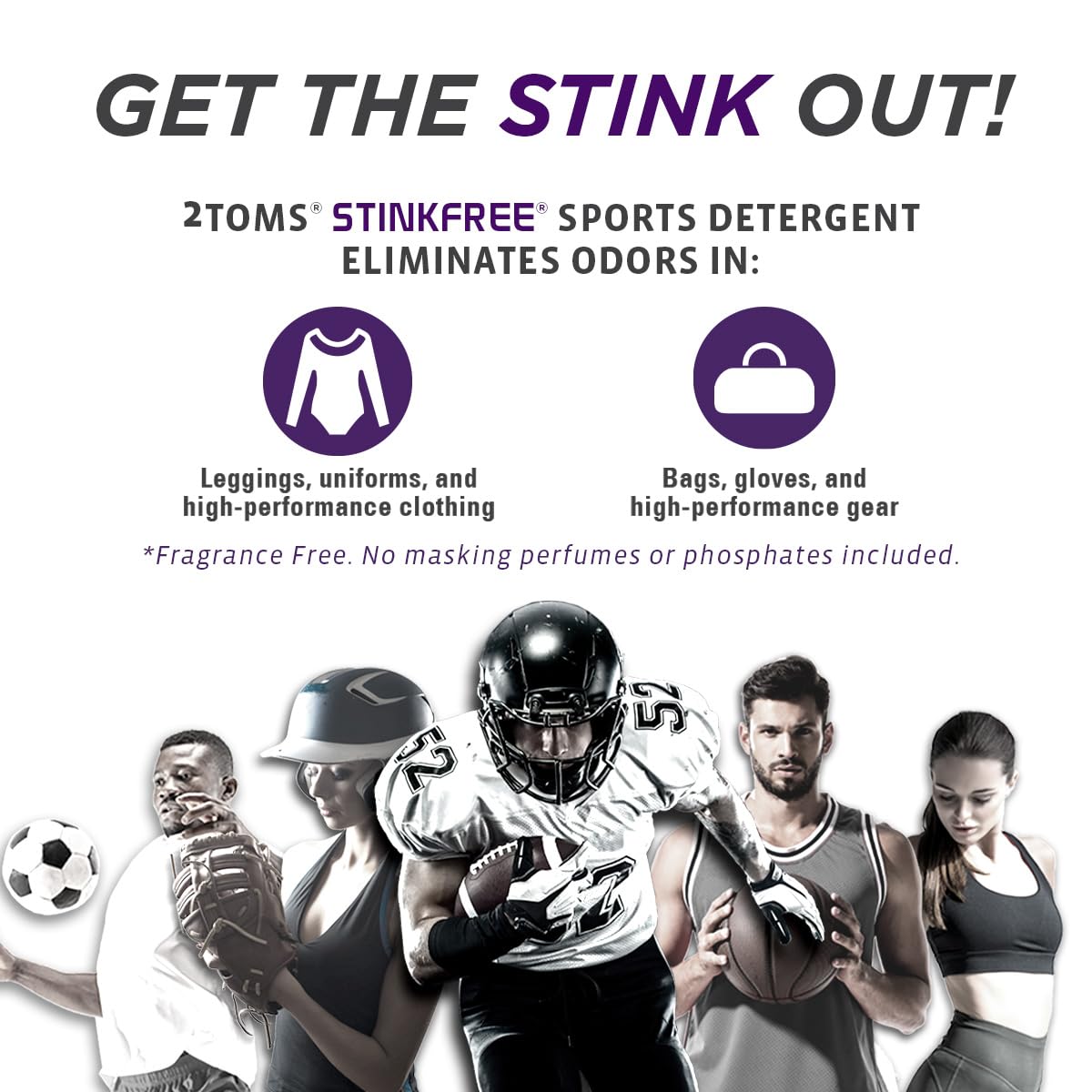2Toms StinkFree Laundry Detergent, Fragrance-Free Odor Eliminator for Athletic Clothes & Gear, Formulated for Sweat, 30 Ounce Bottle