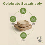 Palm Leaf Plates 10 Inch Bamboo Paper Disposable 50 Bulk Dinner Square Party Plates Event Tableware Eco Biodegradable Compostable Wooden Plate Best