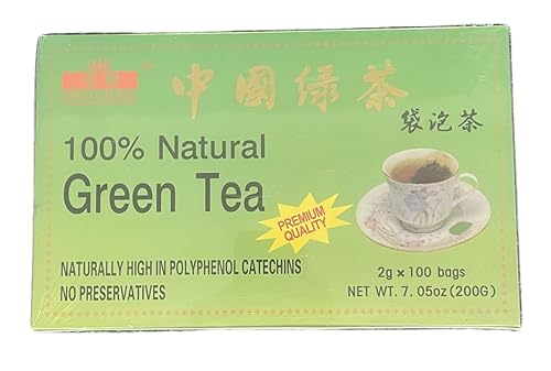 CHINESE PREMIUM GREEN TEA (100 BAG each Box) Royal King Brand (Pack of 3) (3)