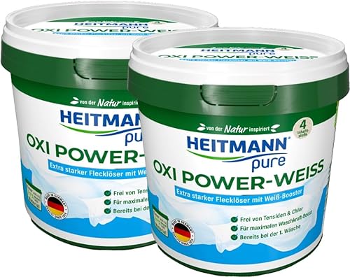HEITMANN pure Oxi Power White - 2 x 500g (35.27 oz) - Multi-Active Oxygen and Enzymes | Made in Germany