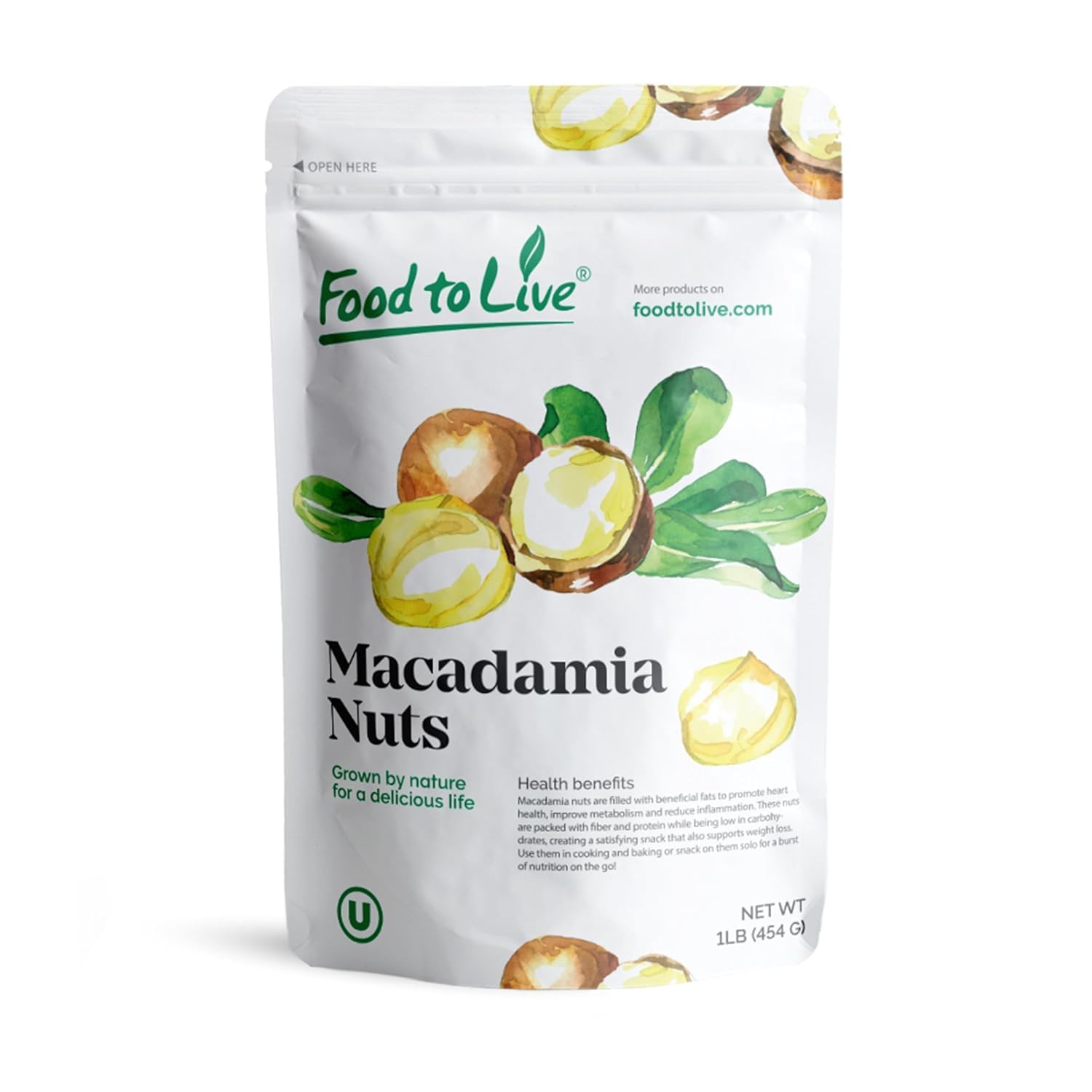Food to Live Macadamia Nut Halves & Pieces, 1 Pound - Raw, Shelled, Unsalted, Kosher, Vegan, Bulk. Keto Snack. Good Source of Healthy Fats. Great