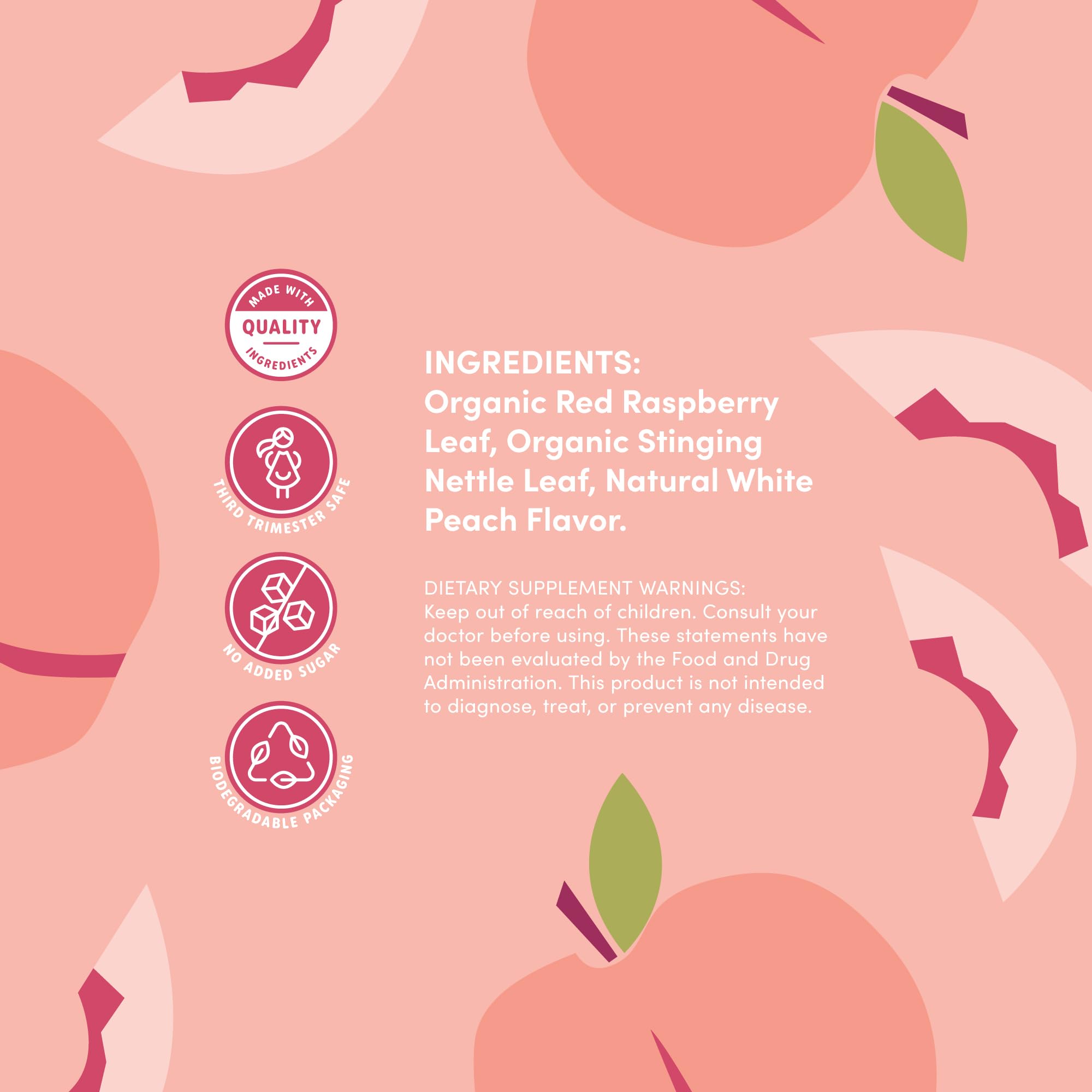 Oat Mama Flavored Microplastics-Free Labor Prep Tea for Third Trimester Pregnancy Support - White Peach Flavor - Organic Prenatal Support - Prepare