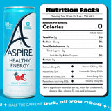 ASPIRE® Fruit Punch, Healthy Energy Drink 80mg Natural Caffeine, Zero Sugar No Carbs Keto Friendly, 12 Pack Green Tea Sugar Free Drink Low Caffeine