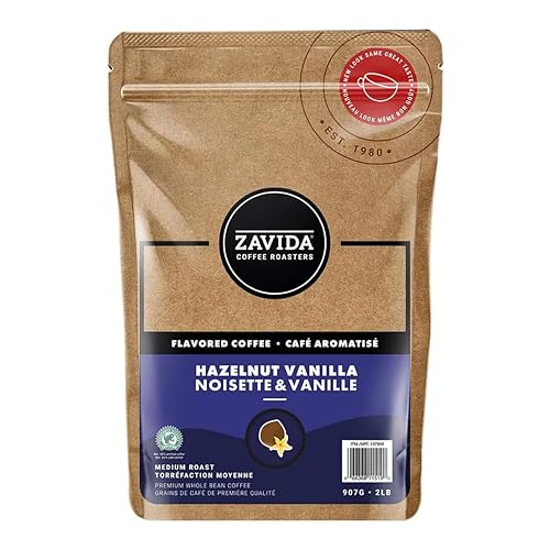Zavida Premium Hazelnut Vanilla Whole Bean Coffee, 2 LB