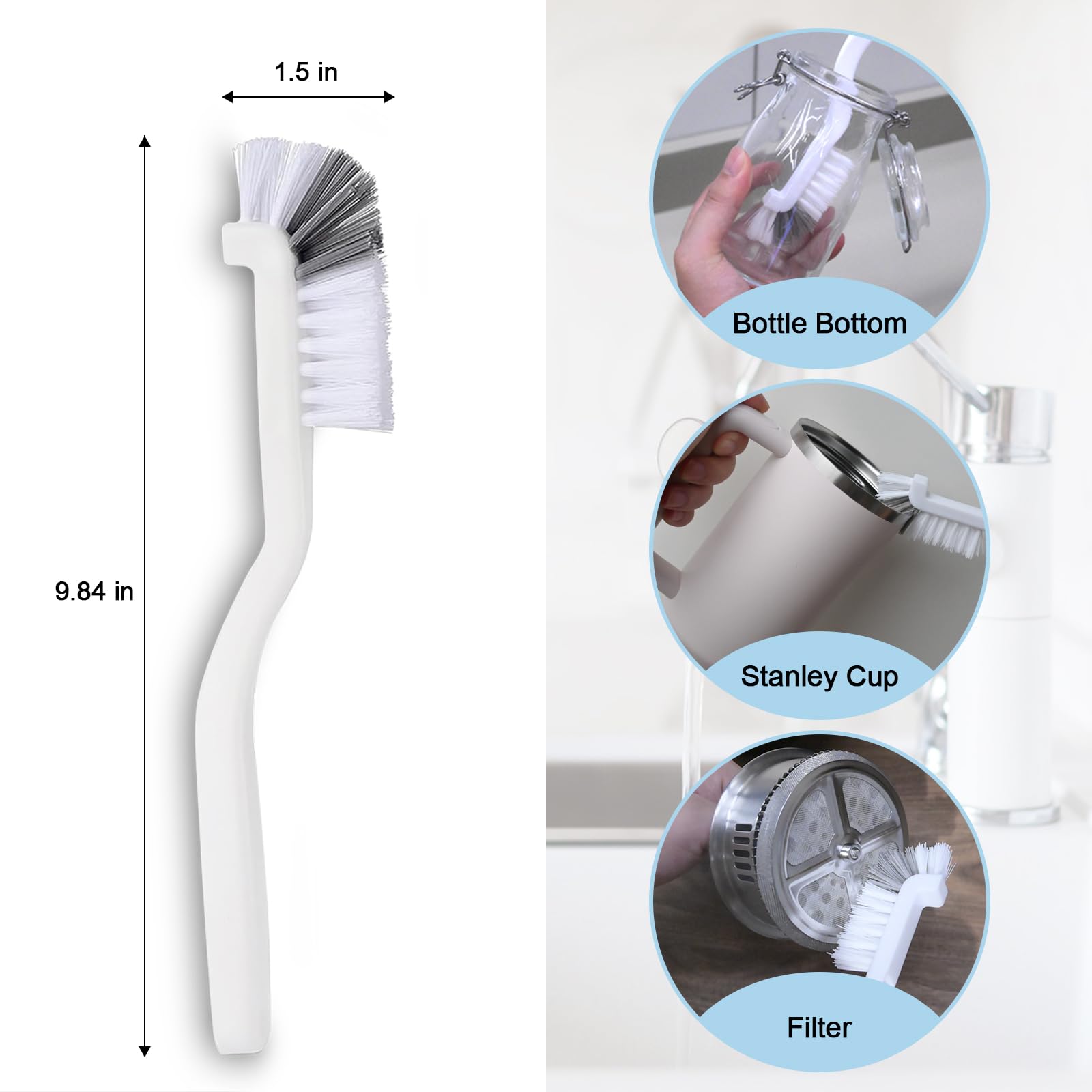 9 Pack Crevice Cleaning Brush Set, Hard Bristle Detail Brush Set for Deep Cleaning Kitchen, Bathroom, Grout, Sink, Bottle, Blender, Corners, Tight