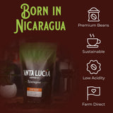 Santa Lucia Coffee - Nicaraguan Estate Decaf Roast - Low Acid, 91 Point, SHG, Small Batch Roasted, Farm Direct, 100% Single-Origin Whole Bean, 1 Bag