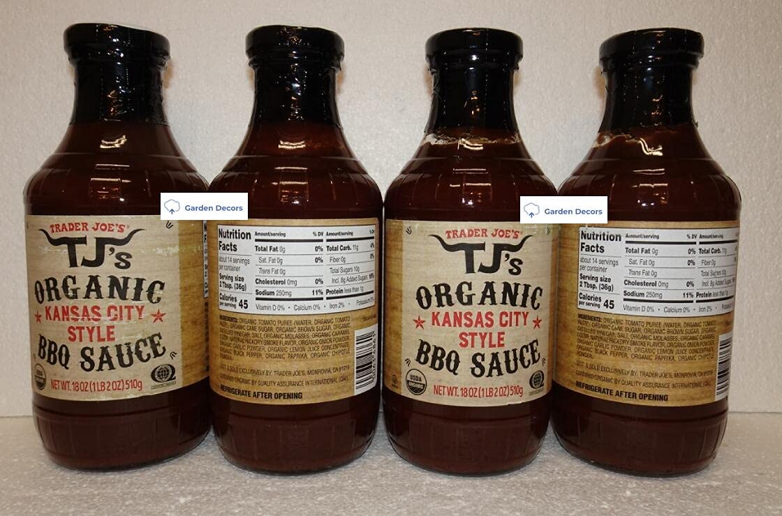 Trader Joe’s TJ’s Organic Kansas City Style BBQ Sauce 18oz 510g (Four Bottles)