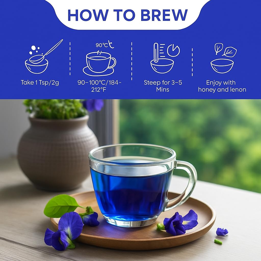 Dried Butterfly Pea Flowers - Clitoria Ternatea - Natural Blue Tea - Color-Changing - Antioxidant Herbal Infusion - 100% Pure