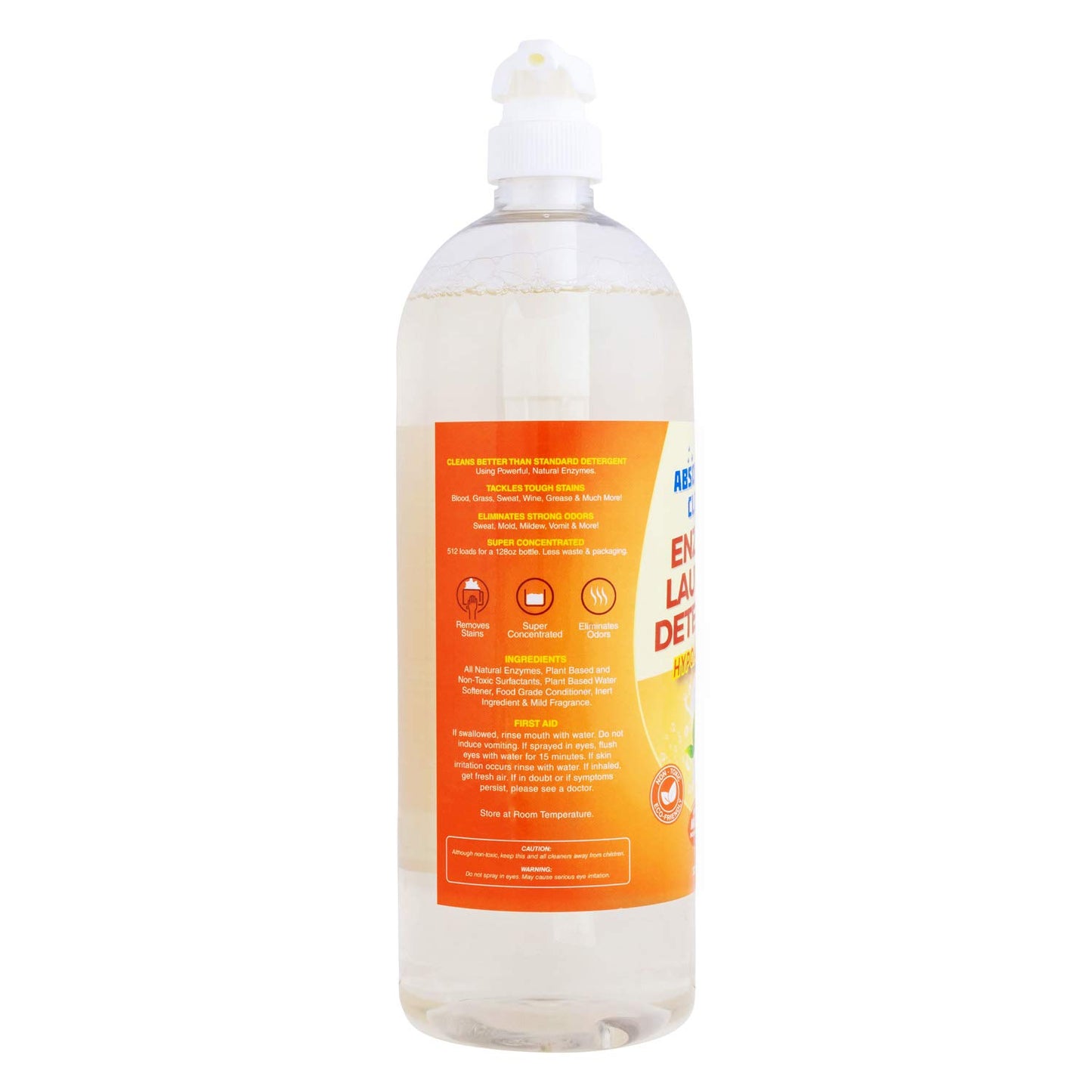 Amazing Natural Based Laundry Detergent Liquid (128 Loads) - Powerful Natural Enzymes - USA Made (32oz Bottle)