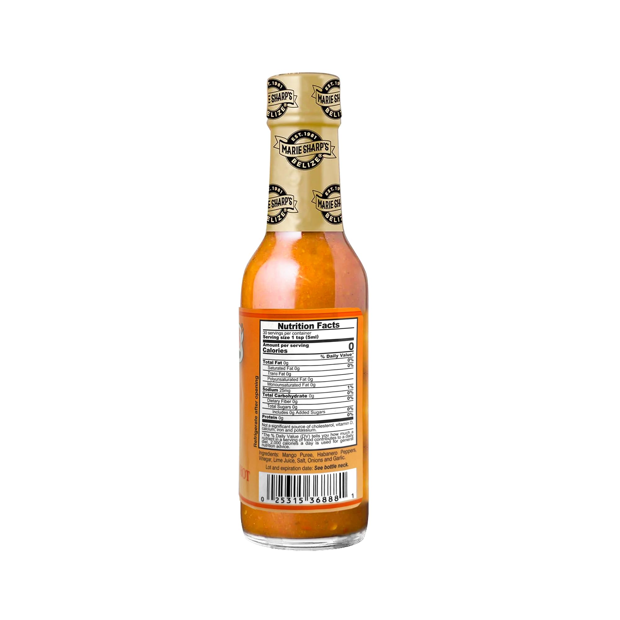 Marie Sharp’s Mango Habanero Pepper Sauce, 5 oz - Sweet & Spicy Belizean Hot Sauce with Real Mango - All-Natural, Gluten-Free (Pack of 2)