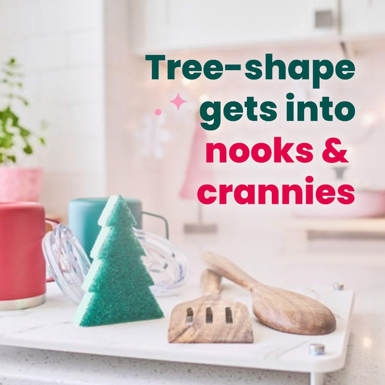 Scotch-Brite Merry + Brite Holiday Collection, 3 Pop-Up Sponges, 1 Heavy Duty Christmas Tree Sponge, 2 Scrubbing Pads, 1 Snowflake Sponge, 1 Pack per
