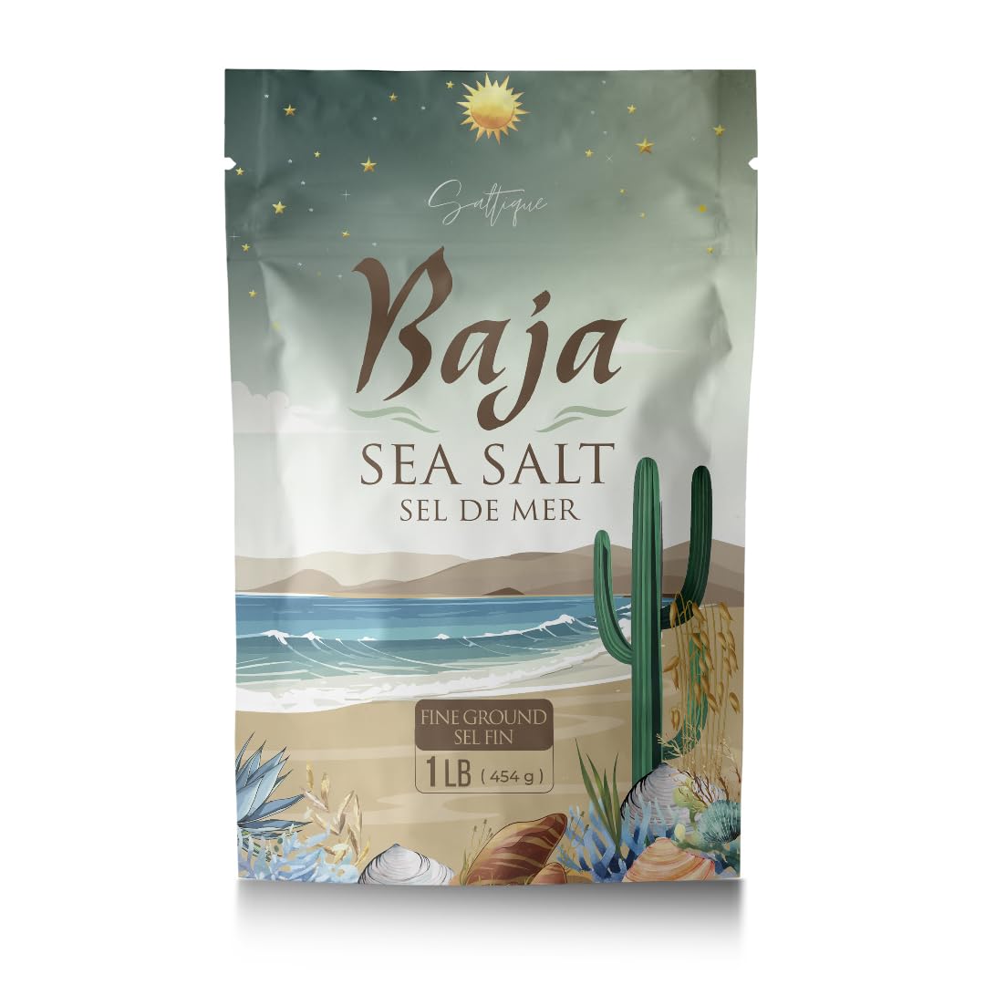 Baja Sea Salt 1lb Fine Ground - Baja Organic Salt Packed with 90 Minerals Helping You Stay Hydrated And Improve Electrolyte Balance- 100% Unrefined