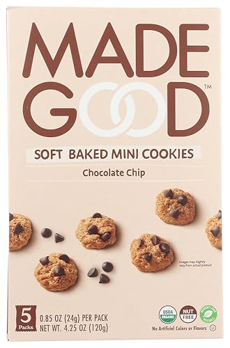 MadeGood Chocolate Chip Soft Baked Cookies, Organic Snacks, 0.85oz Each