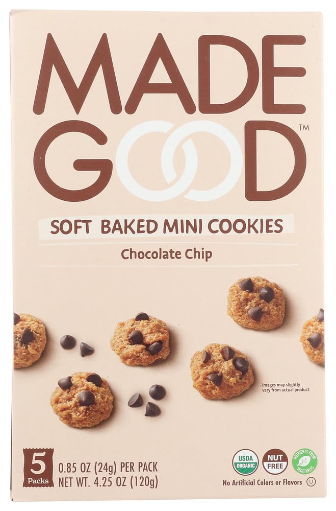 MadeGood Chocolate Chip Soft Baked Cookies, Organic Snacks, 0.85oz Each