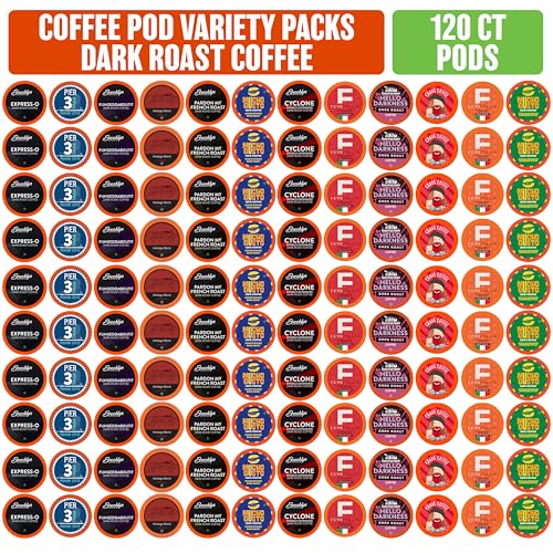 Coffee Pod Variety Packs Dark Roast Sampler, Assorted, Compatible with 2.0 K-Cup Brewers, Variety Pack, 120 Count (Pack of 1)