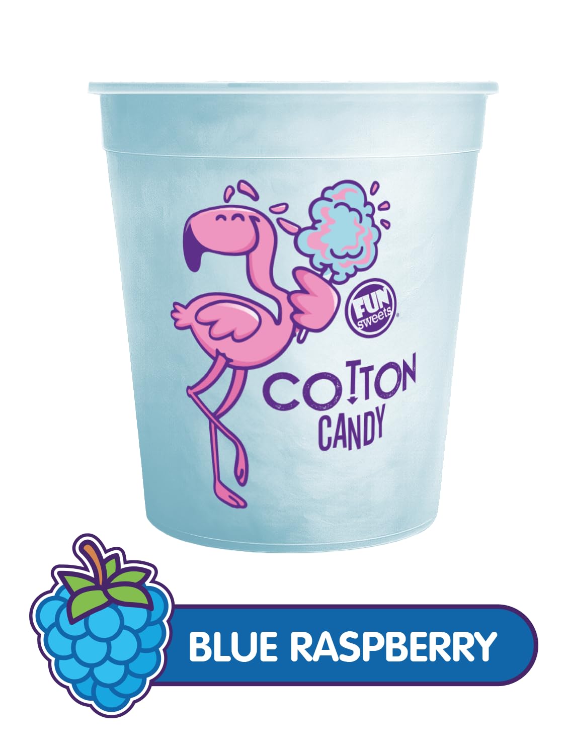 Fun Sweets Blue Cotton Candy 6-Pack - Blue Raspberry Flavor (1.5 oz Tubs) - Bulk Cotton Candy for CandyBuffets, Parties & Gender Reveals