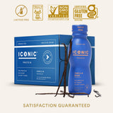 Iconic Protein Drinks, Vanilla Bean (12 Pack) - Sugar Free & Low Carb - 20g Grass Fed Protein - Lactose Free, Gluten Free, Non-GMO, Kosher - Keto