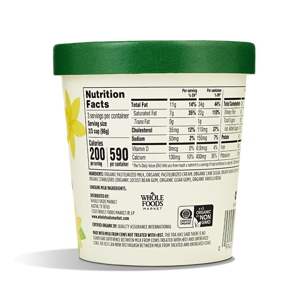 365 by Whole Foods Market, Organic Vanilla Bean Ice Cream, 1 pint