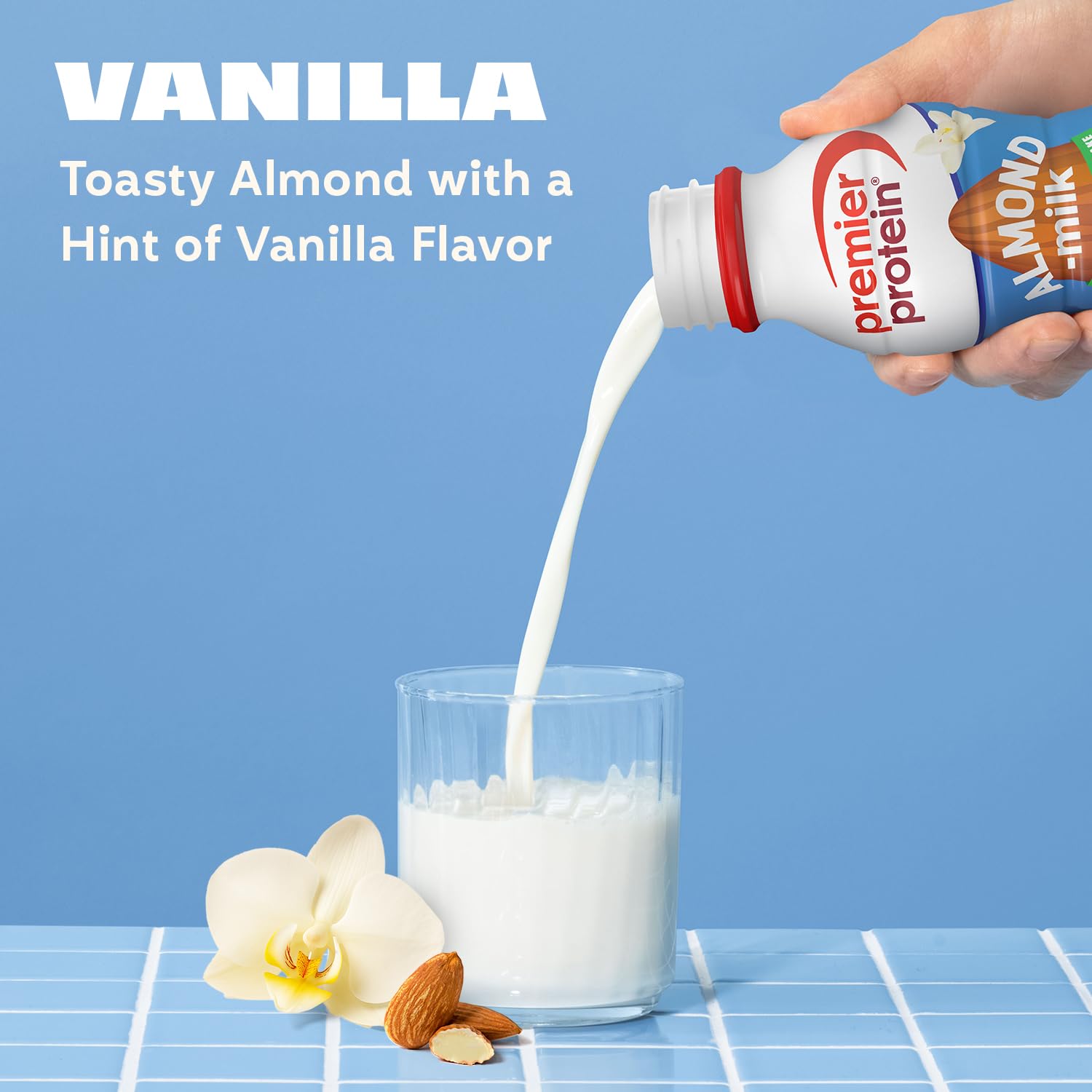 Premier Protein Non-Dairy Plant Based Almondmilk Protein Shake, Vanilla, 20g Protein, 5g Sugar, 11.5 Fl oz (12 Pack)