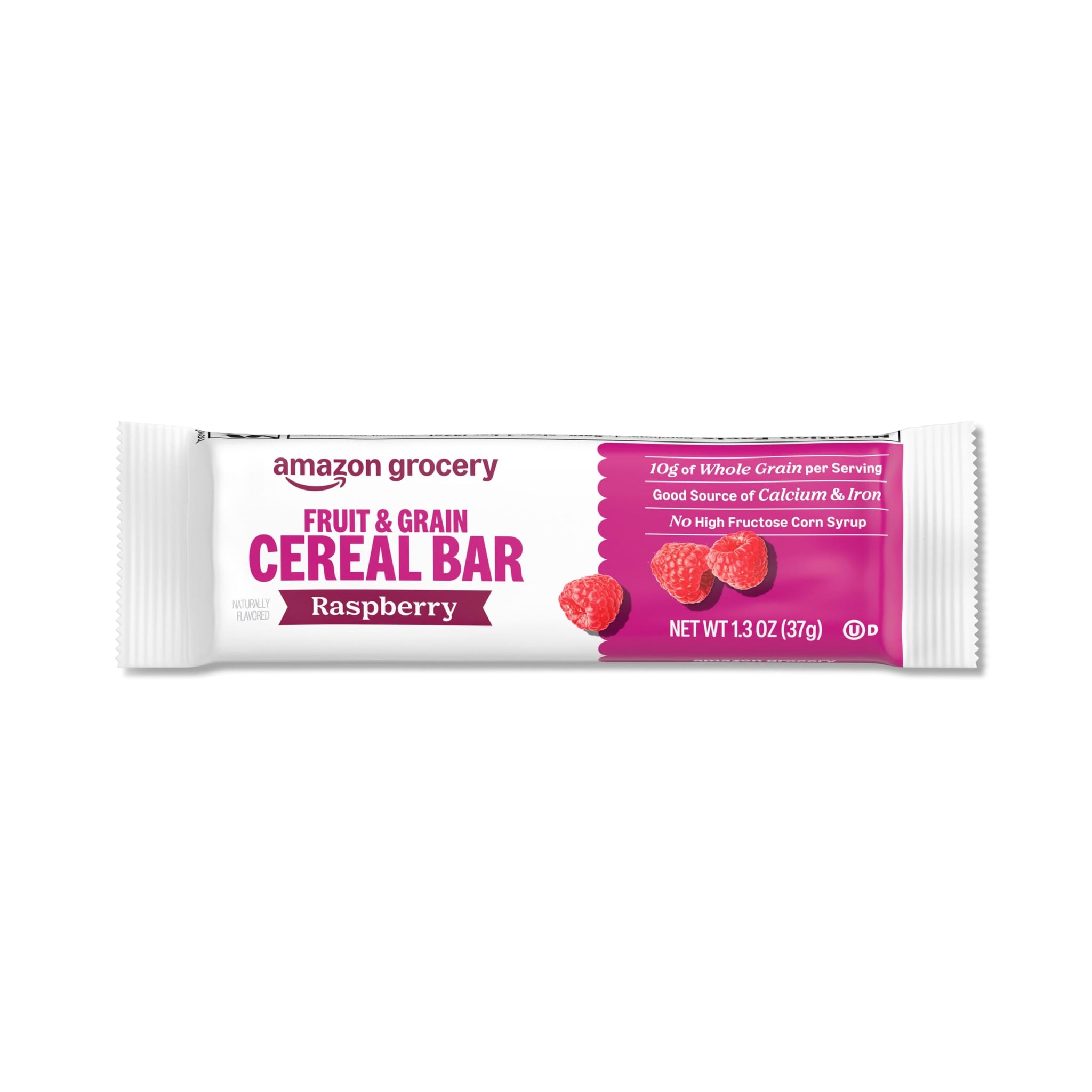 Amazon Grocery, Fruit & Grain Cereal Bars, Raspberry, 1.3 Oz, 8 Ct