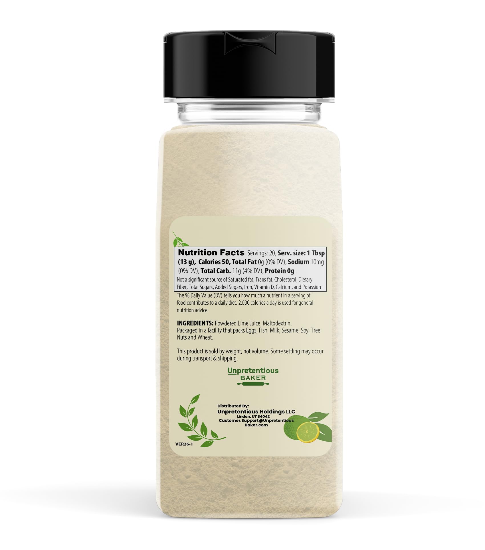 Unpretentious Lime Fruit Powder (2 Cups) Delicious Sour Flavor, Non-GMO, Adds Flavor to Drinks