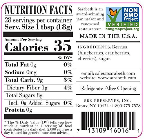 SARABETHS FRUIT SPRD BLUBRY CHERY 18OZ