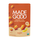 MadeGood Cheddar Star Puffed Crackers, 4.26oz Pouch, Organic Snacks
