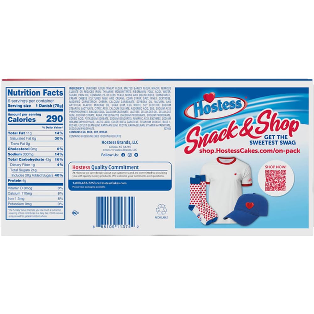 Hostess Bakery, Danish Cherry Cheese Bear Claw, 16.5 Oz